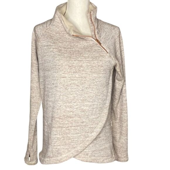 Athleta Wms Sz XS Beige Pullover Karma Asymmetrical Hi Low Wrap Front Sweatshirt - Picture 1 of 5